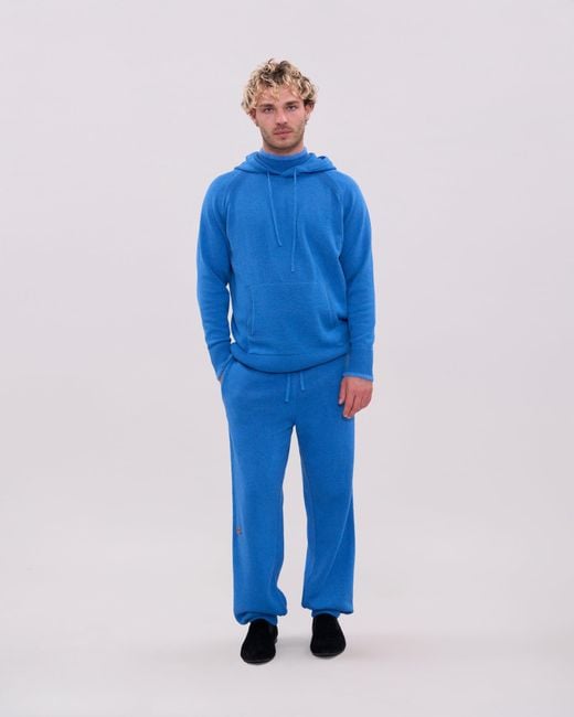 La Granni Blue Knitted Roll Neck Hoodie