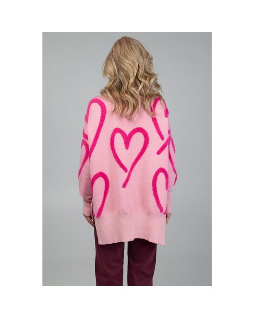 Saachi Pink Whimsical Heart Sweater