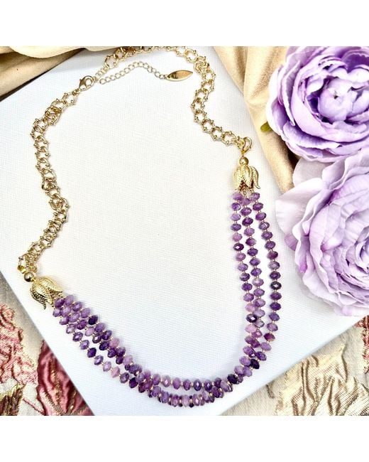 Farra Multicolor Multi-Layers Amethyst Necklace
