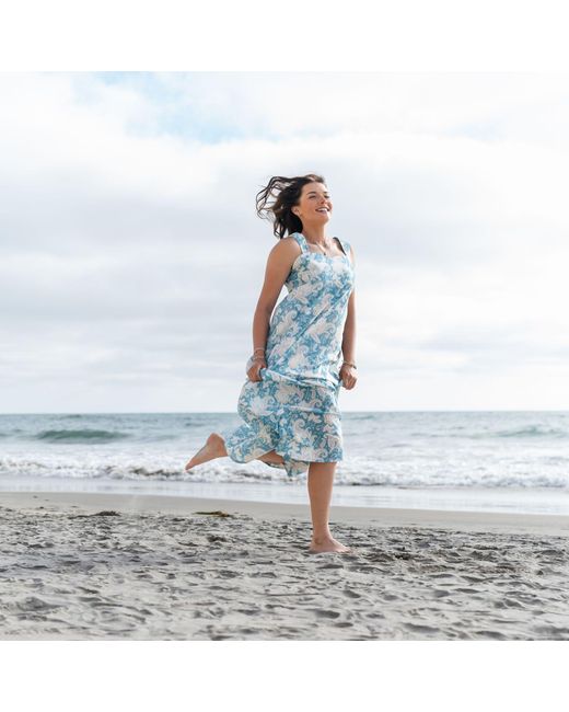 House of Gl Blue Salene Cotton Sleeveless Maxi Dress