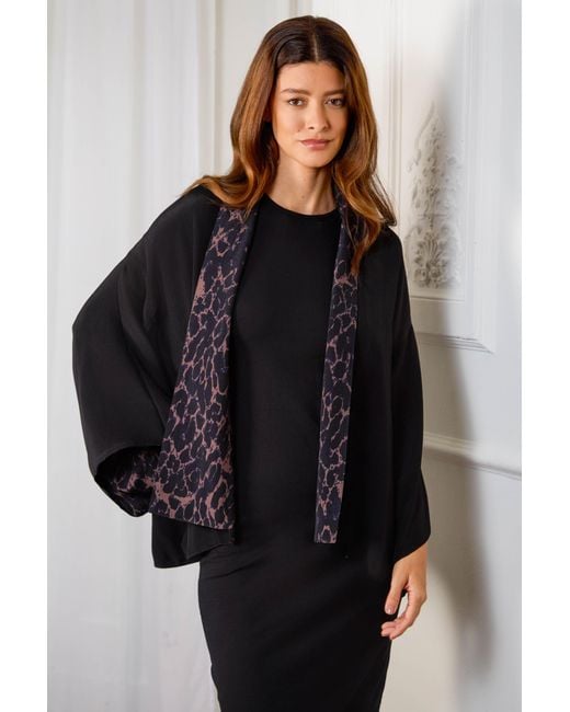 Artemis Muse Black Leopard Print & Reversible Kimono