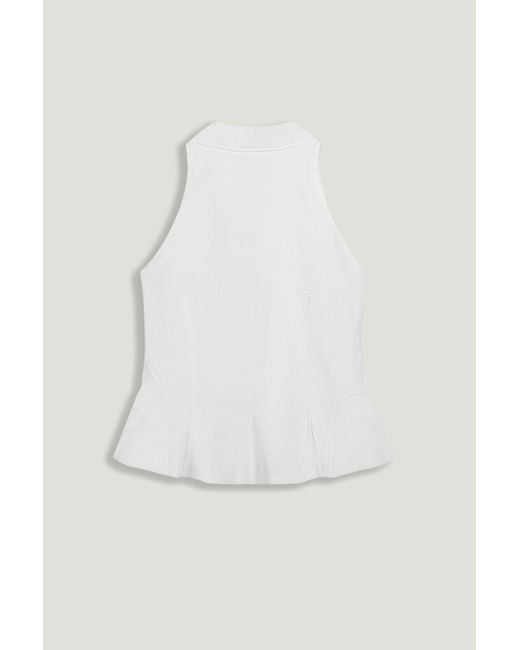 Nocturne White Structured Halter Peplum Top