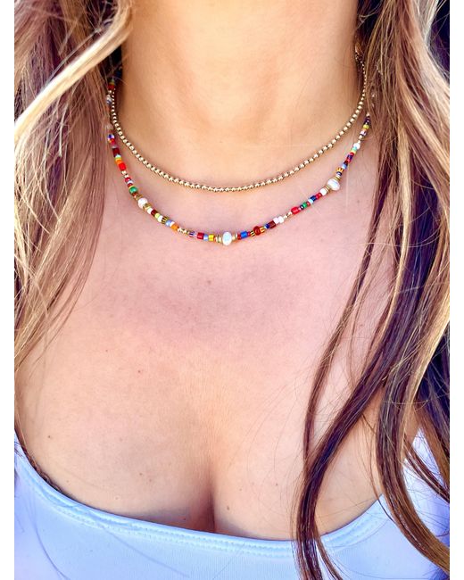Olivia Le Metallic 3Mm Beaded Bubble Necklace