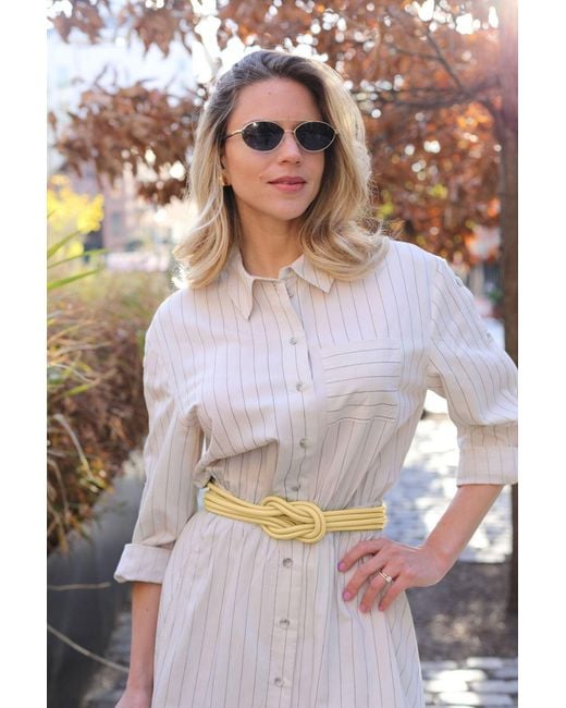BeltBe Metallic Knot Leather Belt