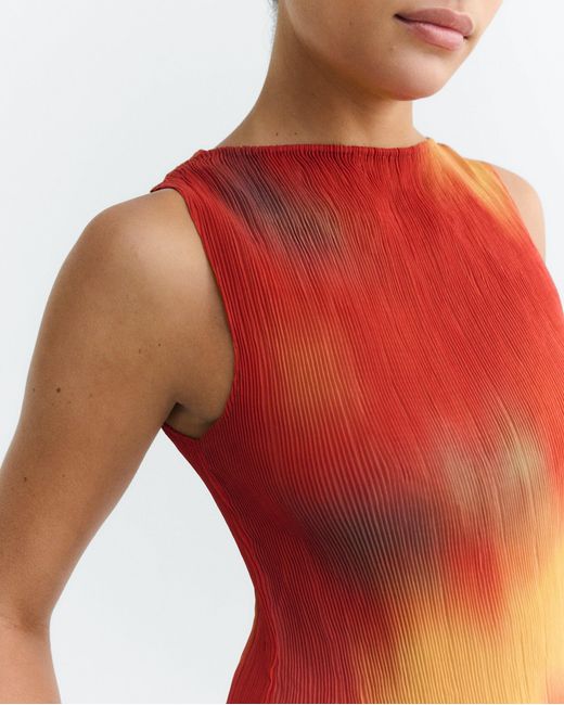 Thinking Mu Red Pleated Top Flowers Dora