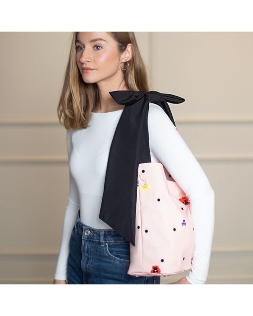 RainSisters Black Blossom Bow Tote Bag