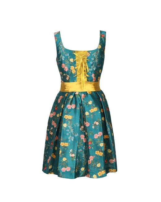 Richa Sharma Blue Corset Dress With Box Pleats