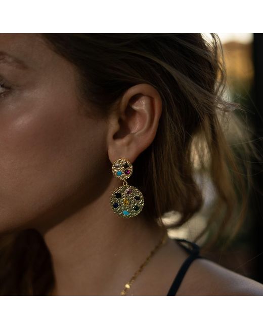 Ebru Jewelry Metallic Celestial Harmony Multi Gemstone Earrings
