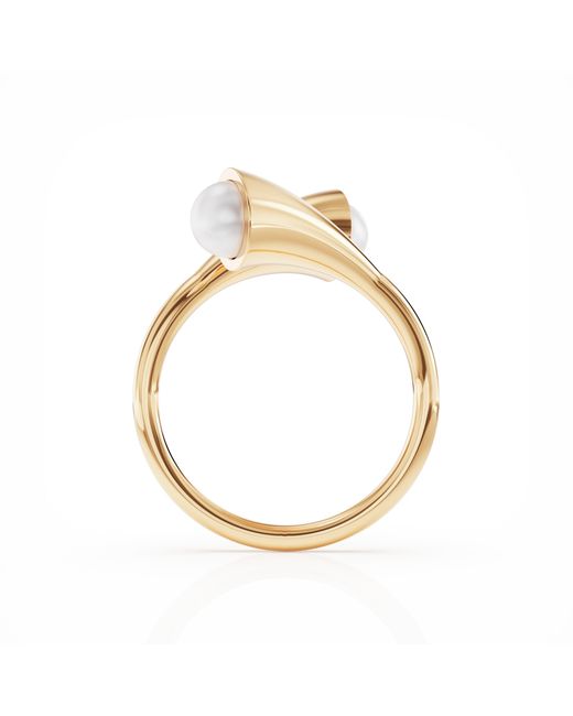 Linda Fiore White Bella Vermeil Ring With Cultured Freshwater Pearls