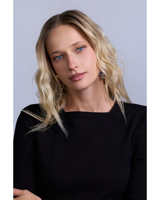 Rave on Trend Black Square Neck Ribbed Tee