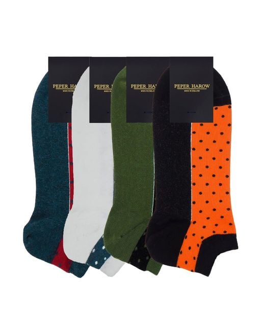 Peper Harow - Made in England Multicolor Organic Polka Trainer Socks Bundle for men