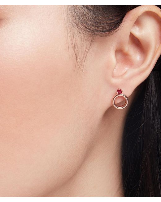 Onia Metallic Square Ruby Donut Studs