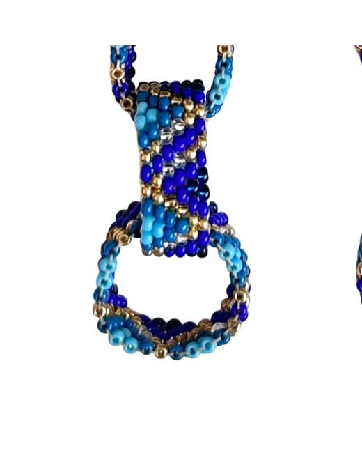 Iliana Arrazola Blue Bold Chunky Link Earrings