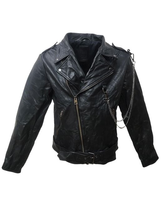 Zasta Studio Blue Rusty Chains Leather Biker Jacket for men