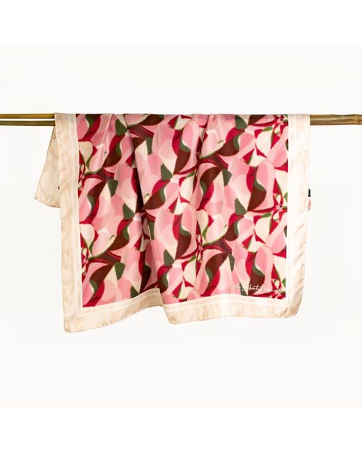Lamberty Munich Pink Neutrals Blurry Seas Retro Rose Midi Silk Scarf