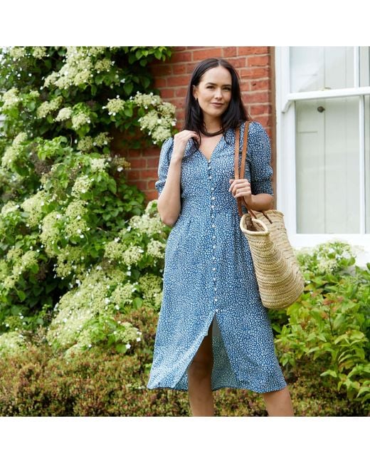 Guinea London Blue Silk Summer Dress Abstract Leopard Print