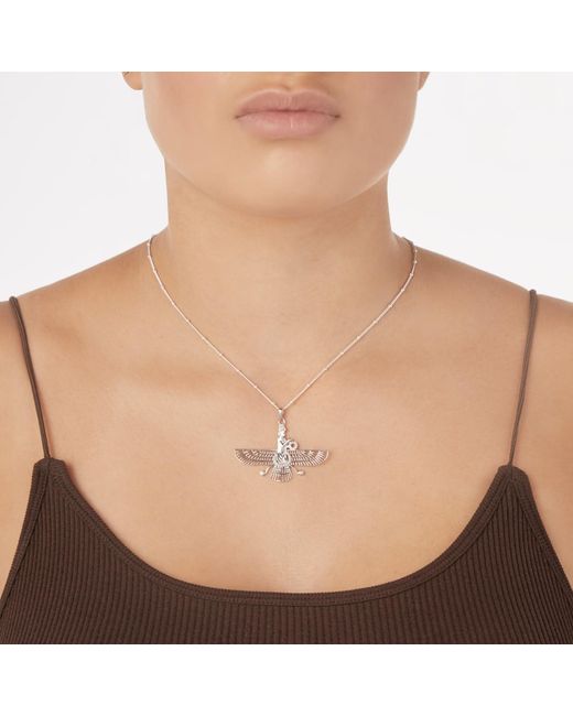 Kaizarin Metallic Sterling Angel Asho Farohar Pendant With Diamonds