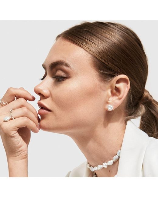 Ora Pearls White Mermaid Keshi Pearl Stud Earrings