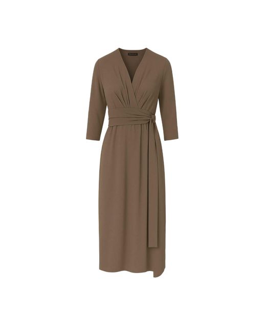 Conquista Natural 3/4 Sleeve V-Neck Wrap Dress – Soft Viscose Jersey