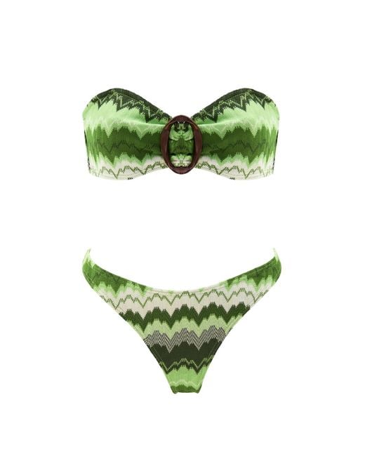 Aulala Paris Green Coastal Forests Bandeau Broderie Bikini
