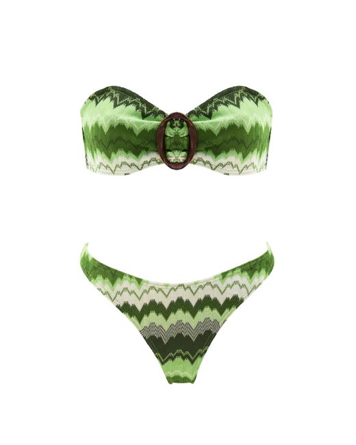 Aulala Paris Green Coastal Forests Bandeau Broderie Bikini