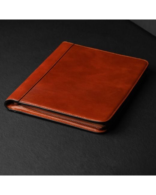Time Resistance Brown Leather Documents Folder Organizer