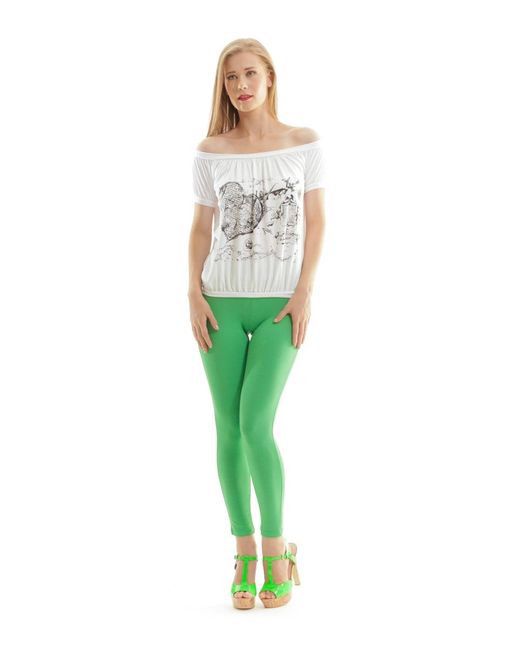 Conquista White Printed Peasant Top