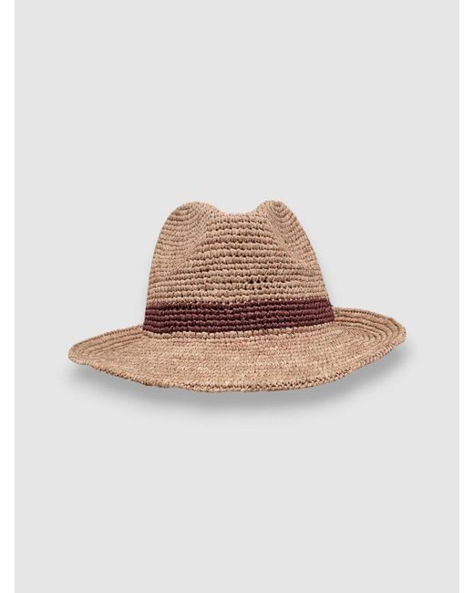 Mister Miller - Master Hatter Brown Neutrals Raffia Straw Pasha Fedora Hat