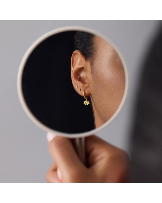 Vanhi White 14K Solid Trinity Flat Back Stud