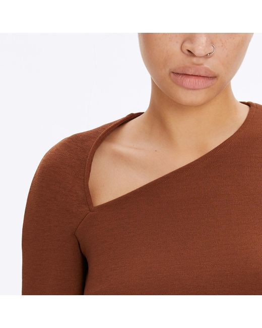 Monosuit Brown Today Asymmetric One-Sleeve Midi Dress