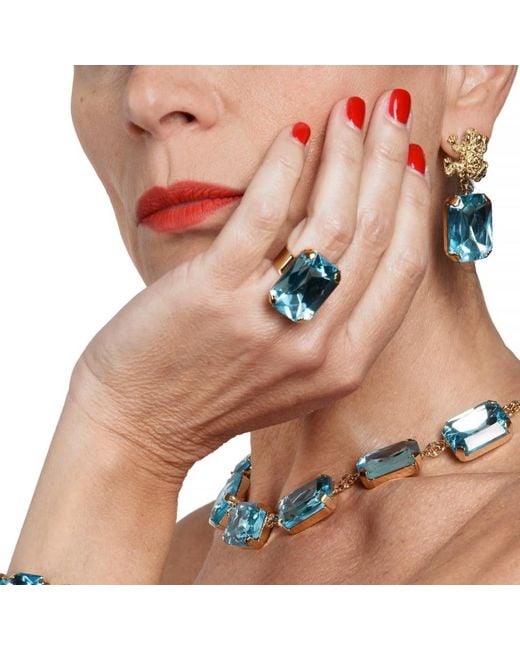 Addicted Blue Celeste Ring Plated With Light Crystal