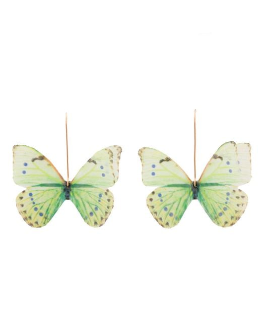 Oana Savu Green Mint Silk Butterfly Earwires Dangle Earrings