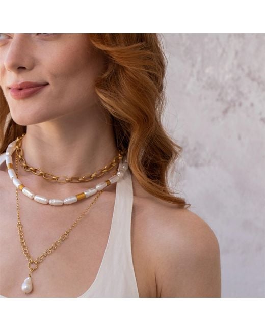 LINYA JEWELLERY Metallic Natural Baroque Pearl Necklace