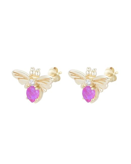 KAMARIA Metallic Opal Bee Stud Earrings