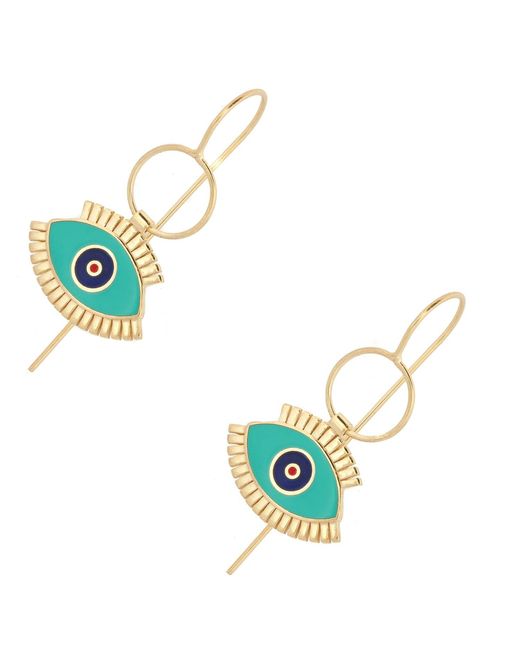 Ebru Jewelry Blue Divine Guardian Evil Eye Enamel Dangle Earrings