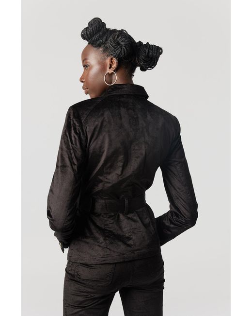 Why Mary Black Military Style Velvet Corduroy Jacket