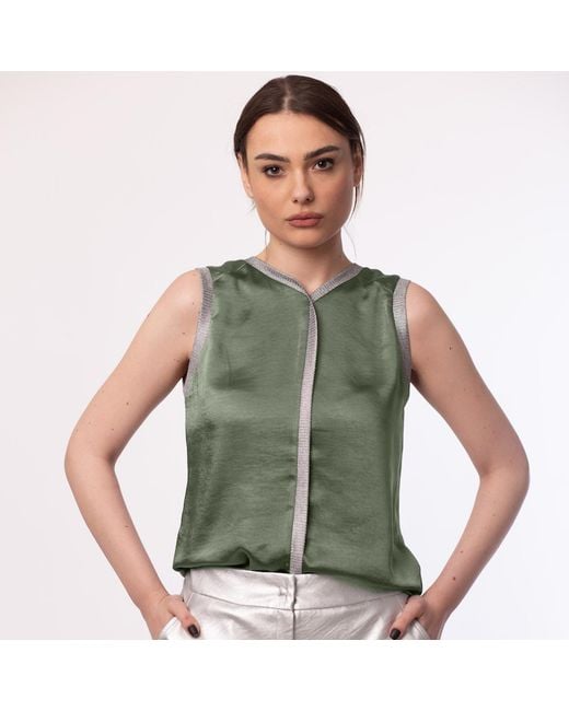 Silvia Serban Green Reversible Satin Top