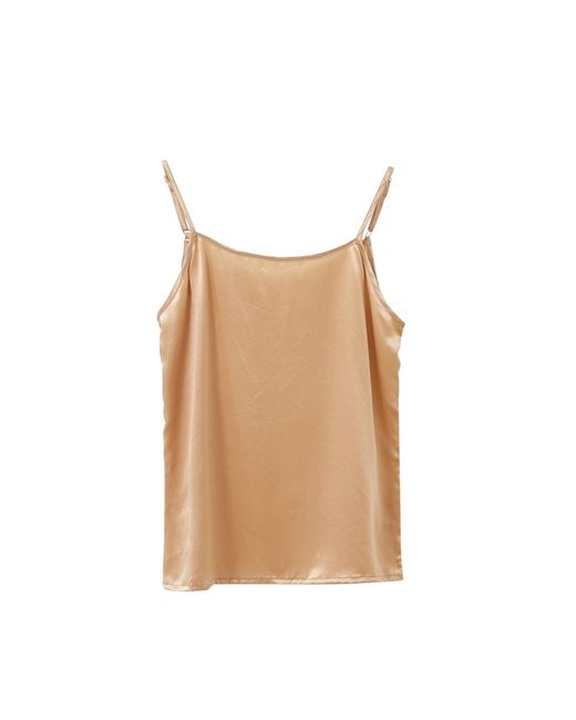 Soft Strokes Silk Brown Pure Mulberry Silk Camisole With Adjustable Straps