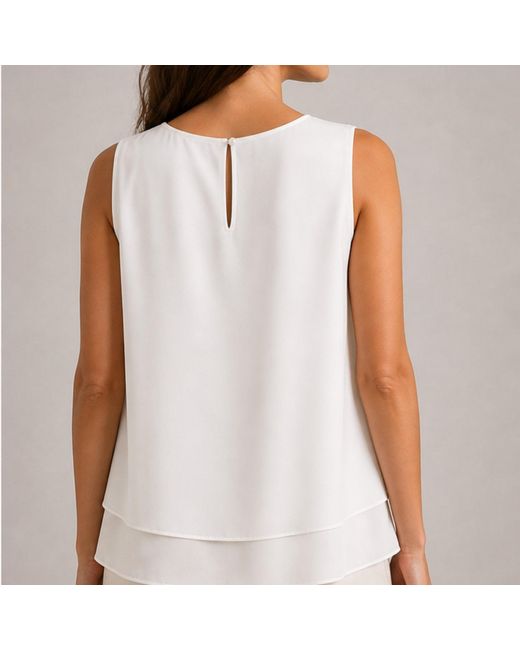 Nuvv Collection White İVory Layered Sleeveless Blouse