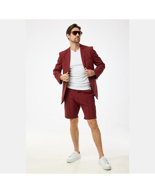 DAVID WEJ Red Ashford Relaxed Drawstring Short for men