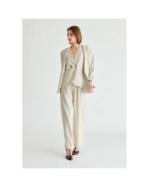 Paisie Natural Neutrals Drop Shoulder Double Breasted Blazer