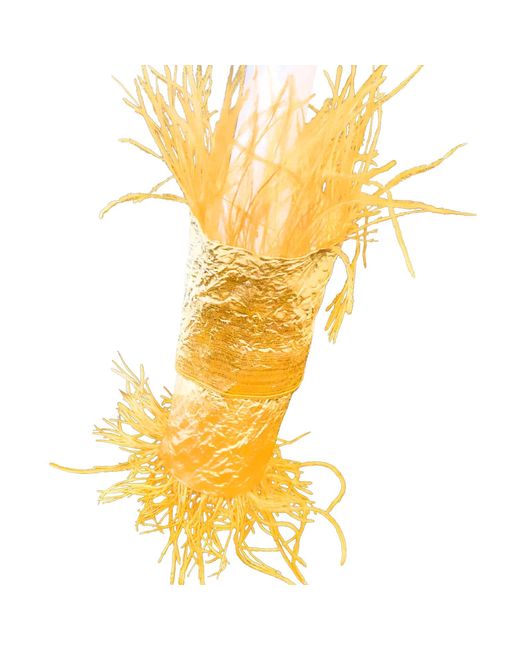 Romer Millinery Yellow Morphy Moldable Cold Cuff Silk With Feather Detail