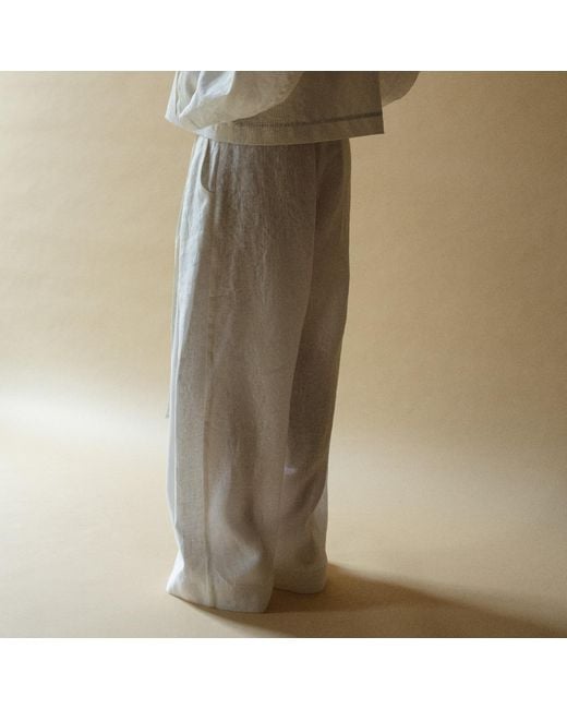 Una Berzina Gray Linen Wide-Leg Trousers