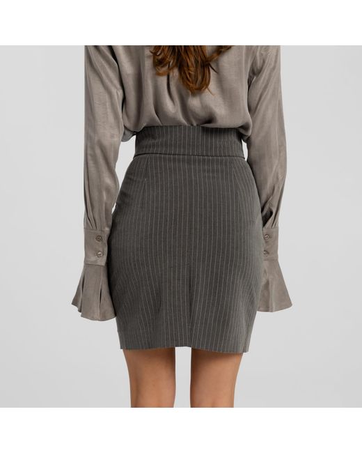 Mandragora Gray Fitted Striped Skirt Gante