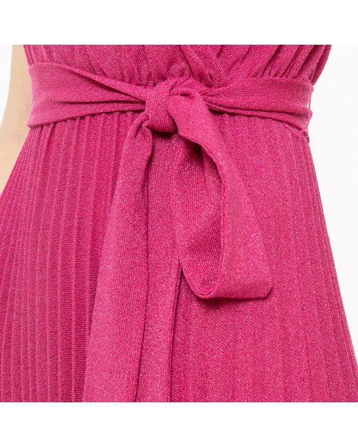 Nissa Purple Lurex Thread Viscose Dress Pink