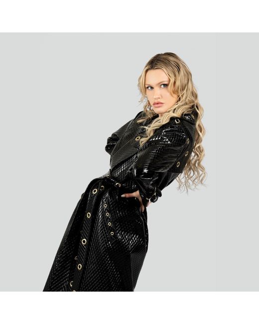 Maui X Lolita Black Trinity Quilted Vegan Leather Trench Coat