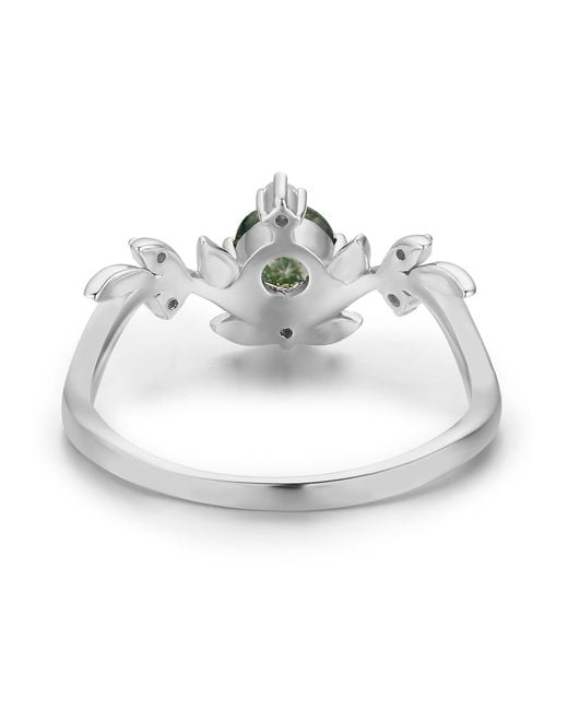 Azura Jewelry New York White Willow Moss Agate Ring Vermeil