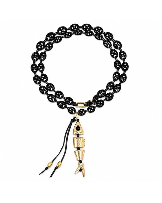 Persia Dona Jewelry Metallic Giant Fish X Link Necklace