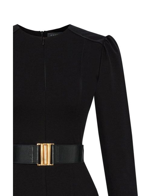 Exquise Black Anthea Belted Maxi Dress