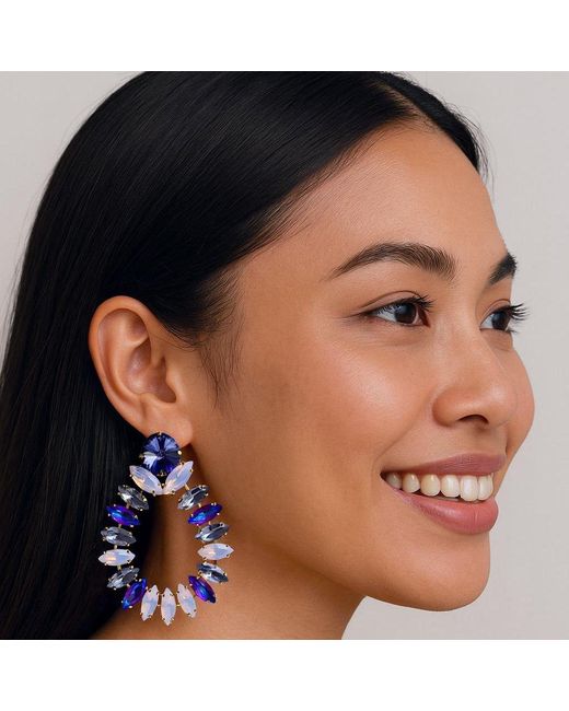 Laura Gray Blue Julie Ombre Crystal Hoops for men